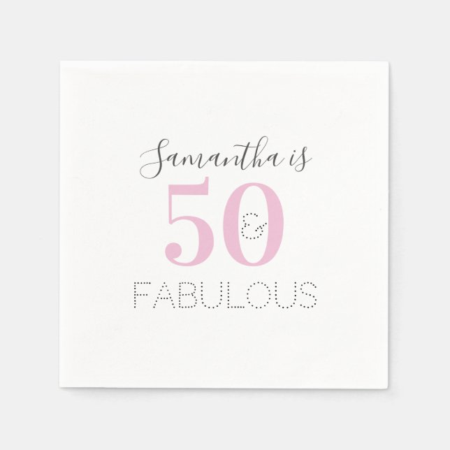 Personalized 50 and fabulous Pink Birthday Party  Napkins (Front)