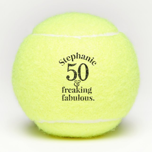 Personalized 50 & Fabulous Birthday Tennis Balls (Front)
