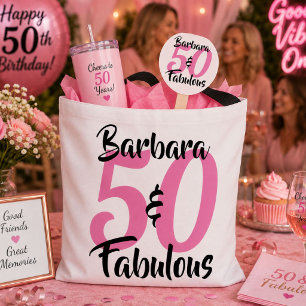 Personalized 50 & Fabulous Birthday Tote Bag