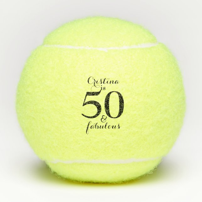 Personalized 50 & Fabulous Tennis Ball (Front)