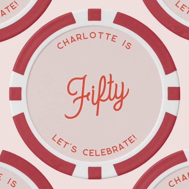 Personalized 50 Fifty Fiftieth Birthday Poker Chips (Personalize fiftieth 50th birthday poker chips)