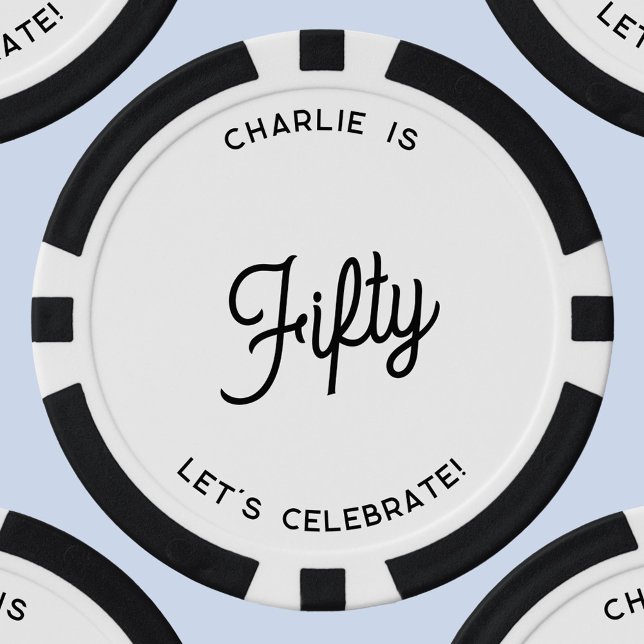 Personalized 50 Fifty Fiftieth Birthday Poker Chips (Personalized custom text fifty 50th birthday poker chips)