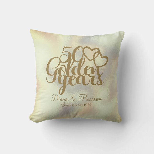 Personalized 50 Golden Years Anniversary  Throw Pillow (Front)