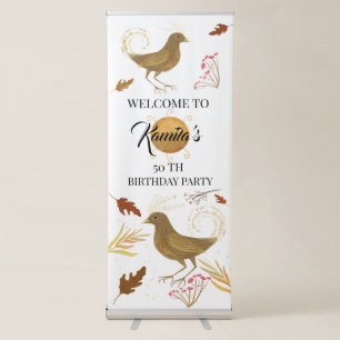 Personalized 50 th birthday elegant bird retractable banner