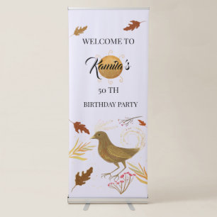 Personalized 50 th birthday elegant bird retractable banner