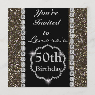 PERSONALIZED 50 th Birthday Invitation BLING