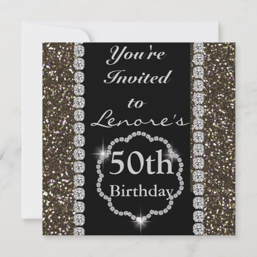PERSONALIZED 50 th Birthday Invitation BLING