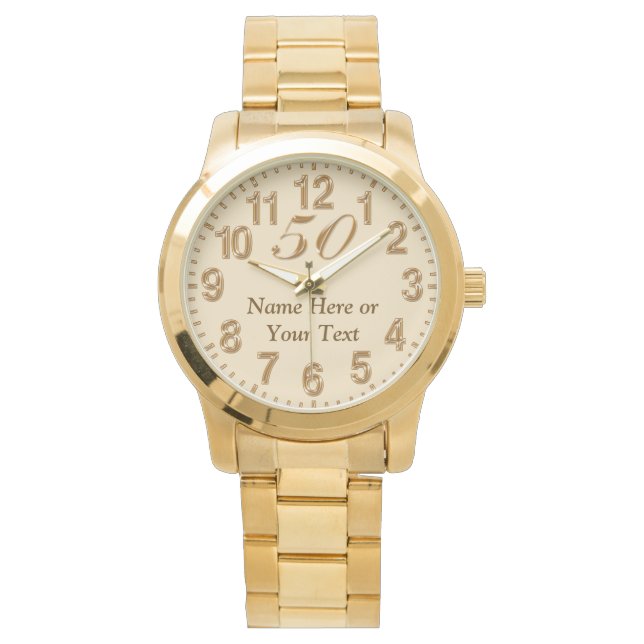 Personalized 50 Year Gold Watch for Men and Women (Front)