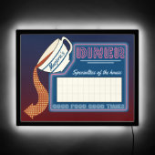 Personalized 50s Retro Neon Look Write On Diner LED Sign (Front)