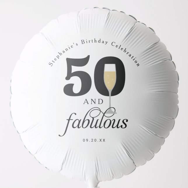 Personalized 50th and Fabulous Birthday Balloon (Front)