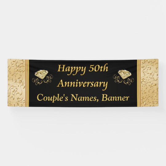 personalized-50th-anniversary-banner-black-gold-banner-zazzle
