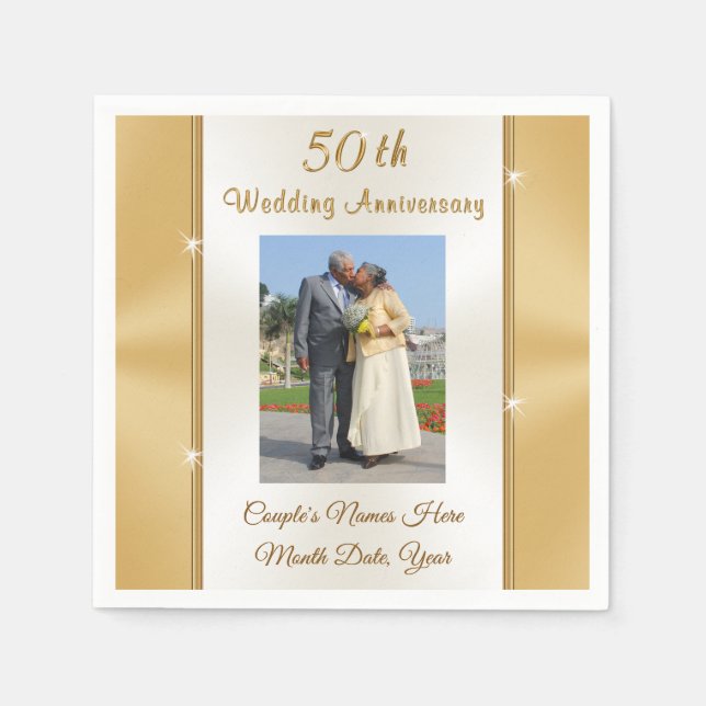 Personalized 50th Anniversary Beverage Napkins (Front)