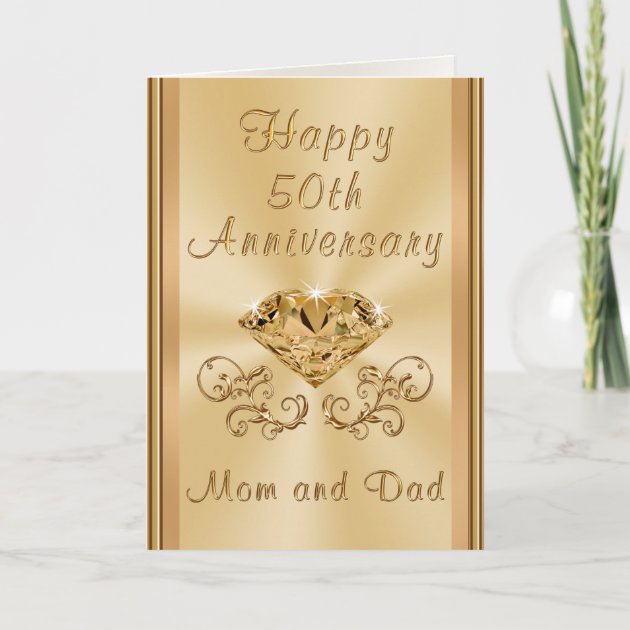 Personalised 50th GOLDEN Wedding Anniversary For Mum and Dad For Parents /& Card