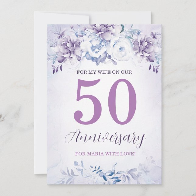 Personalized 50th Anniversary Cards for Wife (Front)
