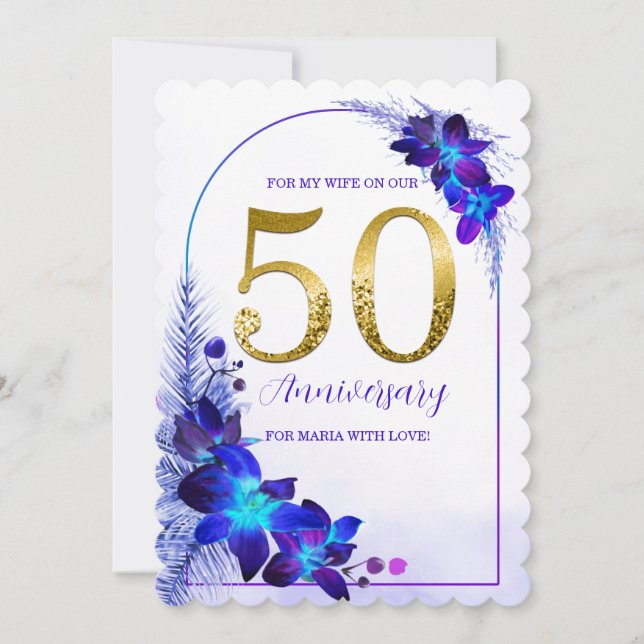 Personalized 50th Anniversary Cards for Wife (Front)