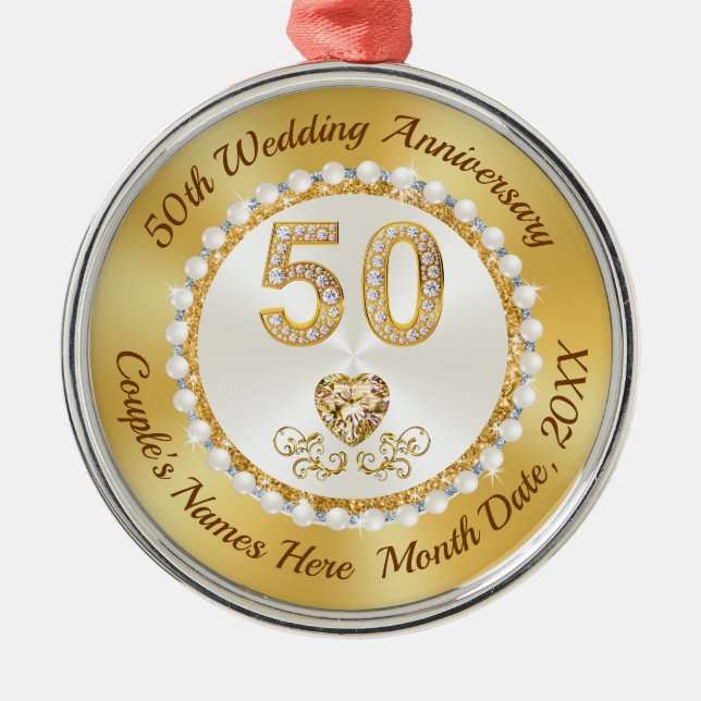 Personalized, 50th Anniversary Christmas Ornament (Front)