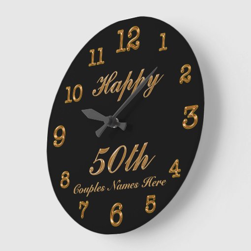 PERSONALIZED 50th Anniversary Clock Change Black Zazzle
