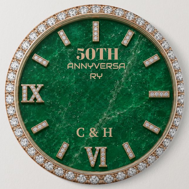 Personalized 50th Anniversary Emerald Marble  Button (Front)