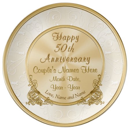Personalized 50th Anniversary Gift, 3 Text Boxes Dinner Plate