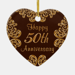 Personalized 50th Anniversary Gifts for Couples Ceramic Ornament