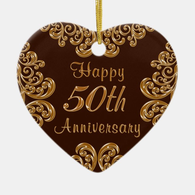 Personalized 50th Anniversary Gifts for Couples Ceramic Ornament (Front)