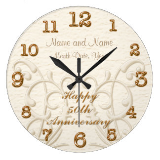 Personalized 50th Anniversary Gifts for Parents Large Clock