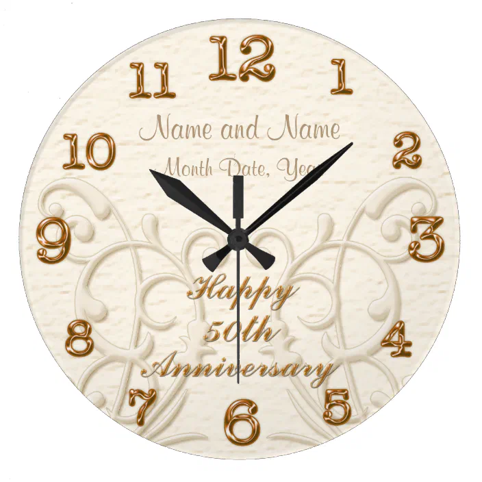 Personalized 50th Anniversary Gifts For Parents Large Clock Zazzle Com