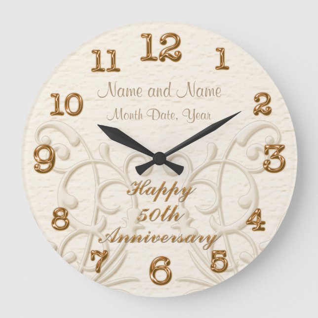 Personalized 50th Anniversary Gifts for Parents Large Clock (Front)