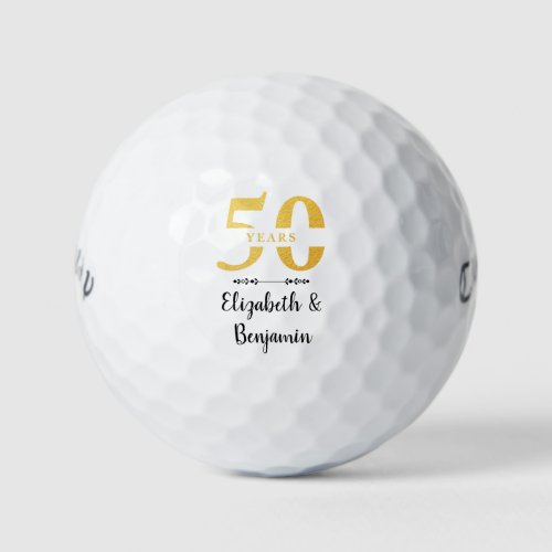 Personalized 50th Anniversary Golden Wedding Gift Golf Balls