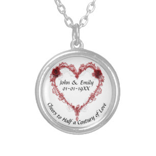Personalized 50th Anniversary Heart Pendant