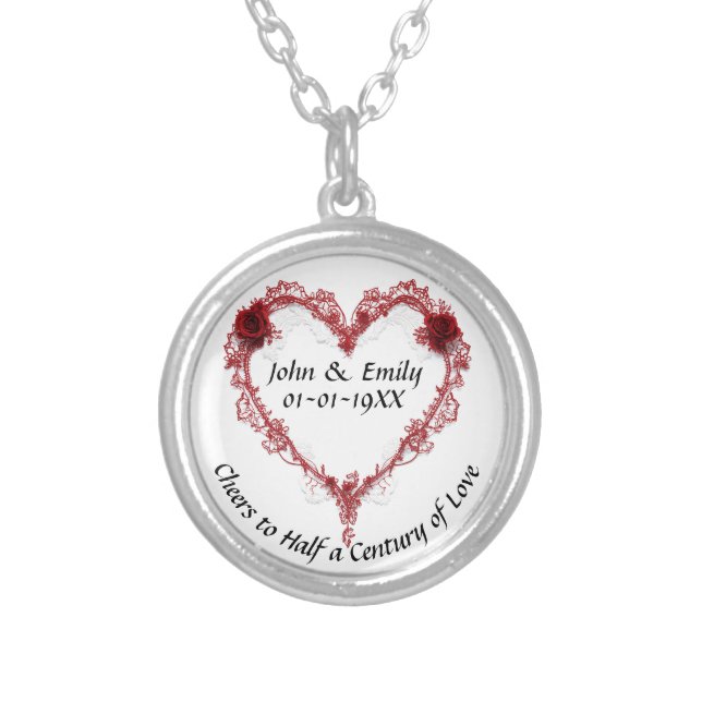 Personalized 50th Anniversary Heart Pendant (Front)