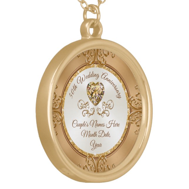 Personalized, 50th Anniversary Necklace for Wife (Front Left)