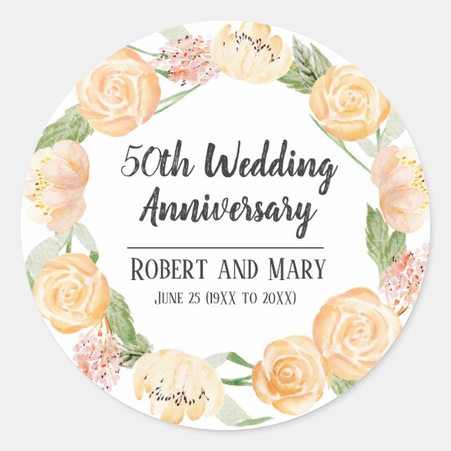 Personalized 50th Anniversary Party Favor Seal (Front)