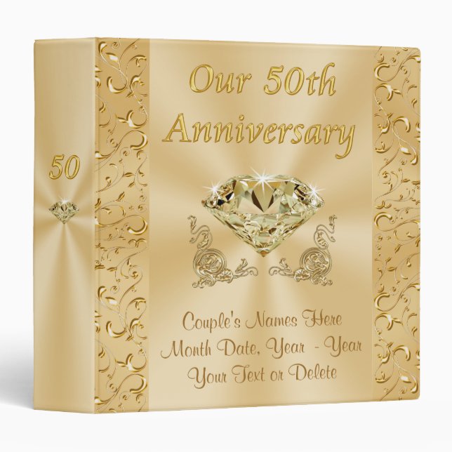 Personalized 50th Anniversary Photo Album 3 Ring Binder (Front/Spine)