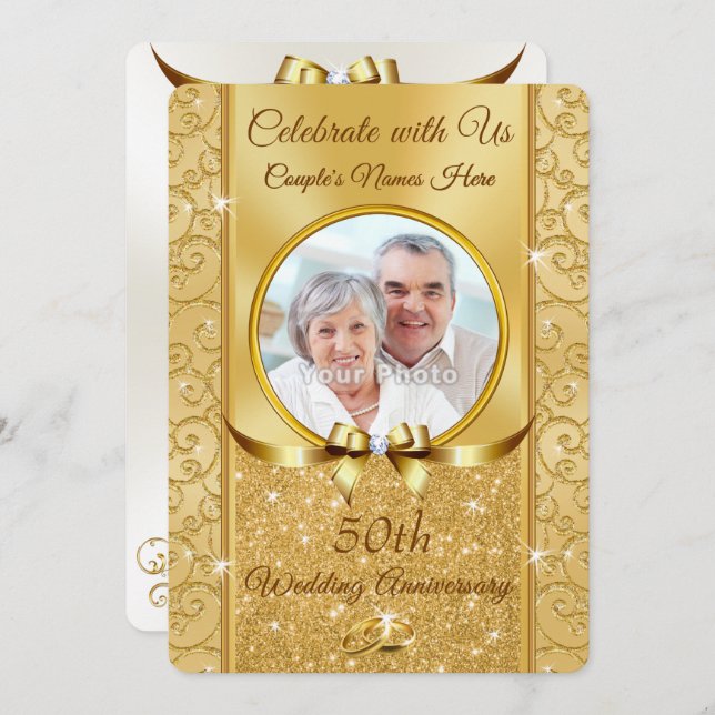 Personalized 50th Anniversary PHOTO Invitations (Front/Back)