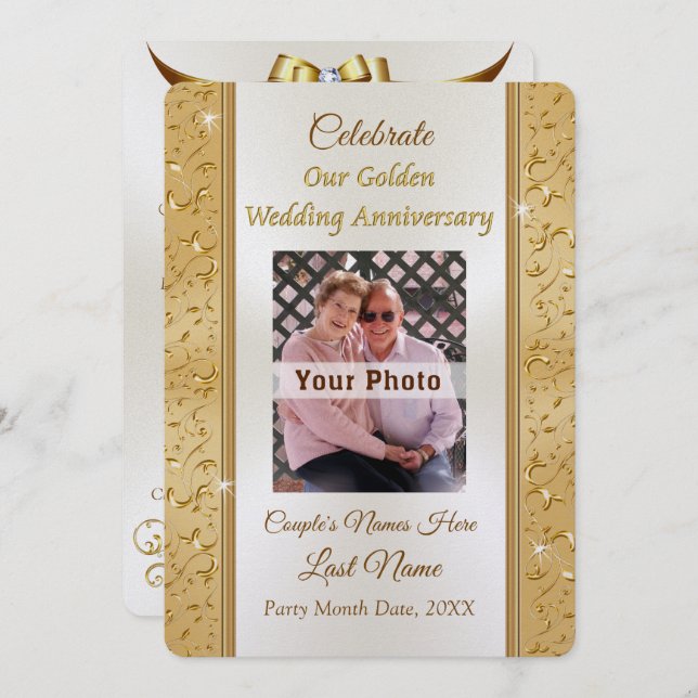 Personalized 50th Anniversary Photo Invitations (Front/Back)