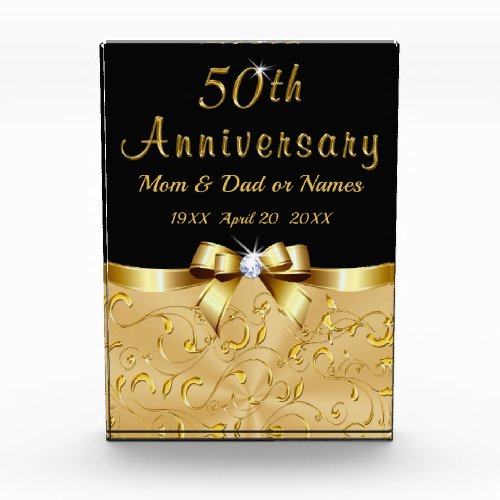 Personalized 50th Anniversary Presents for Parents Acrylic Award
