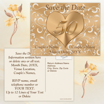 Personalized 50th Anniversary Save The Date Cards by LittleLindaPinda at Zazzle