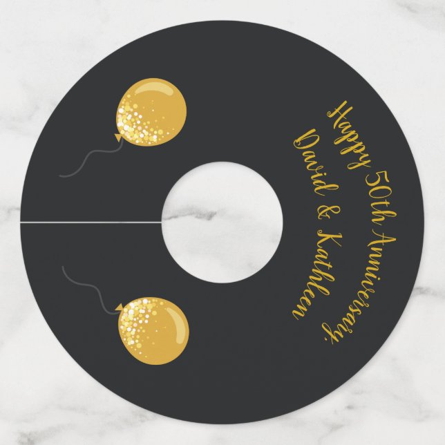 Personalized 50th Anniversary Wineglass Tags (Front)