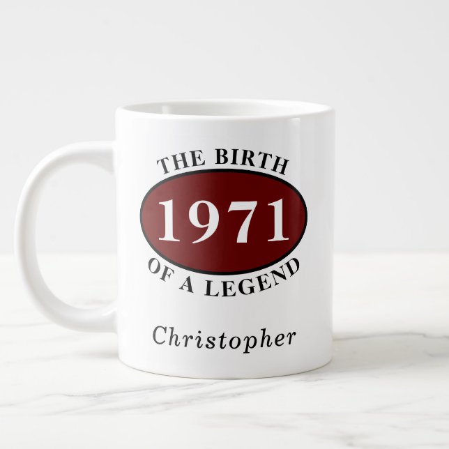 Personalized 50th Birthday 1971 Birth Of A Legend  Giant Coffee Mug (Left)