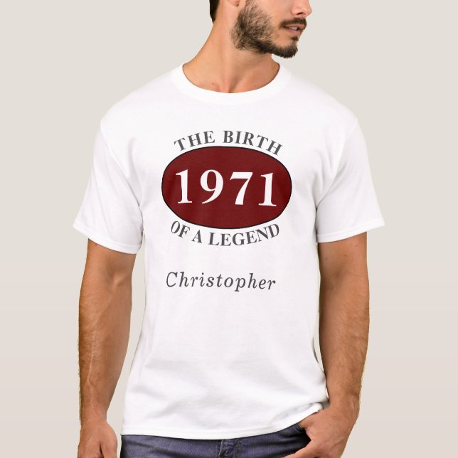 Personalized 50th Birthday 1971 Birth Of A Legend T-Shirt (Front)