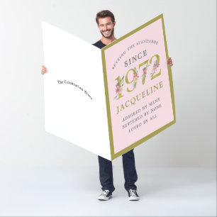 Personalized 50th Birthday 1972 Pink Gold Floral Card
