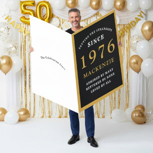Personalized 50th Birthday 1976 Black Gold Huge Card