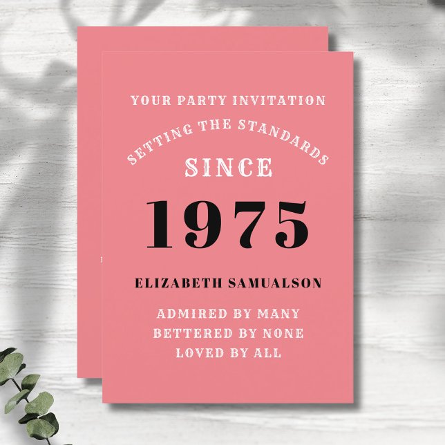 Personalized 50th Birthday Add Your Name Pink Invitation (Personalized 50th birthday pink party invitation.)