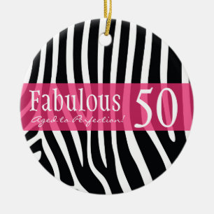 Personalized 50th Birthday Animal Print Ornament