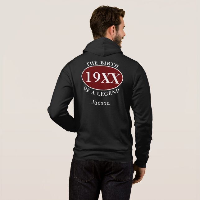 Personalized 50th Birthday Birth Of A Legend Black Hoodie (Back Full)