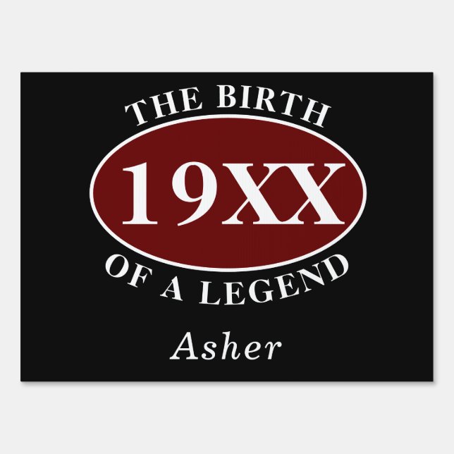 Personalized 50th Birthday Birth Of A Legend Black Sign (Front)