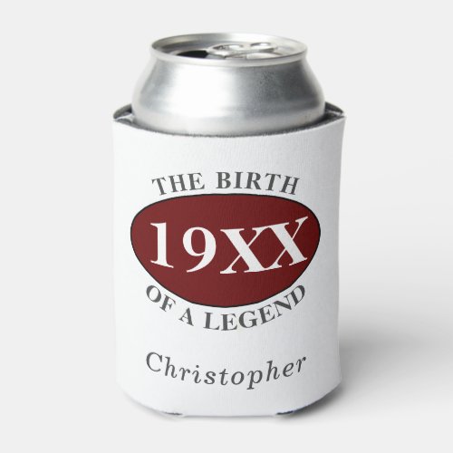 Personalized 50th Birthday Birth Of A Legend Retro Can Cooler