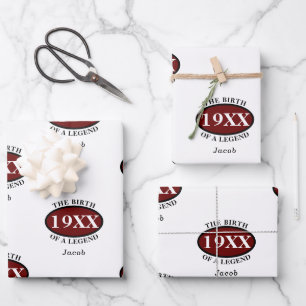 Personalized 50th Birthday Birth Of A Legend Retro Wrapping Paper Sheets