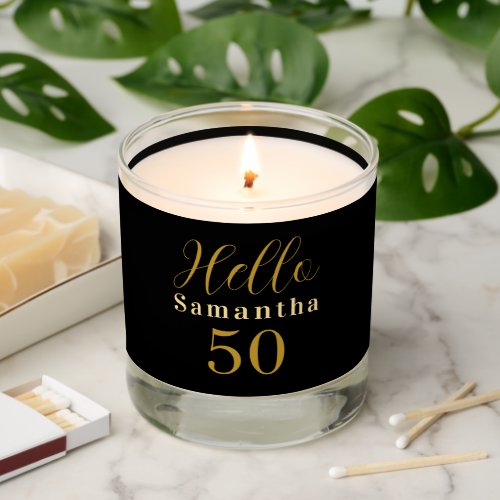 Personalized 50th Birthday Black Gold Birthday Scented Candle